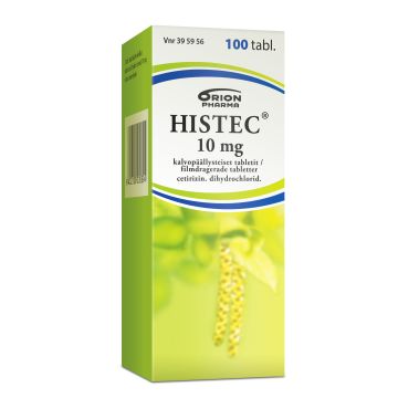 HISTEC 10 mg tabl, kalvopääll 100 fol