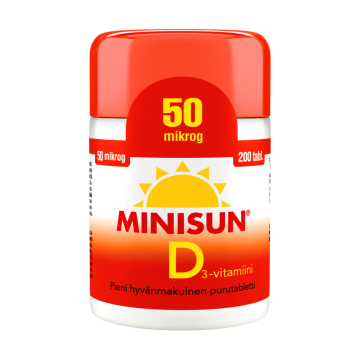 MINISUN D-VITAMIINI 50 MIKROG 200 TABL