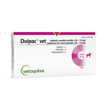 DOLPAC VET TABLETIT SUURILLE KOIRILLE 500,70/124,85/125 mg tabl (10-75 kg)3 fol