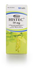 HISTEC 10 mg tabl, kalvopääll 10 fol