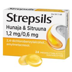 STREPSILS HUNAJA & SITRUUNA 1,2/0,6 mg imeskelytabl 24 fol